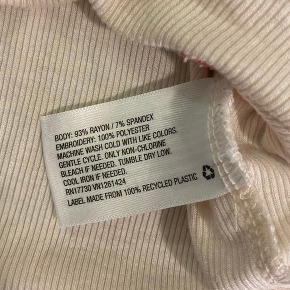 Wild Fable Women's Short Sleeve Crop Top Embroidered Rose White Size Small USED - Picture 7 of 7